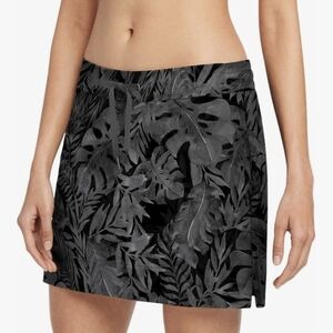 Speedo Black & Gray Palm Print Swim Skirt/Skort - Summer/Beach/Vacation (Size L)